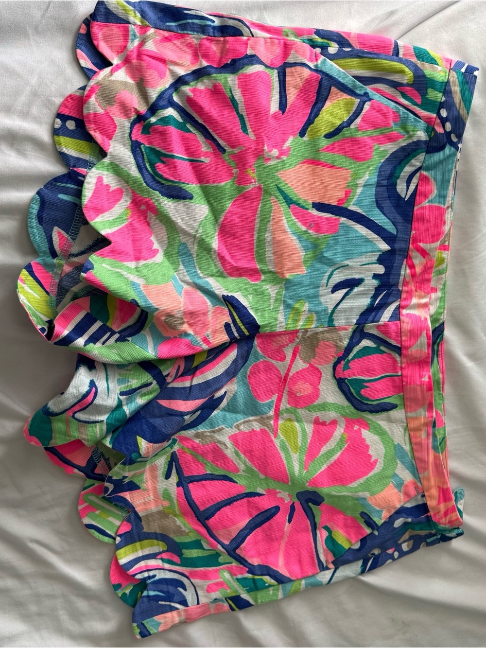 Lilly Pulitzer Neon Floral Scallop Hem Shorts - Hot Pink Multi